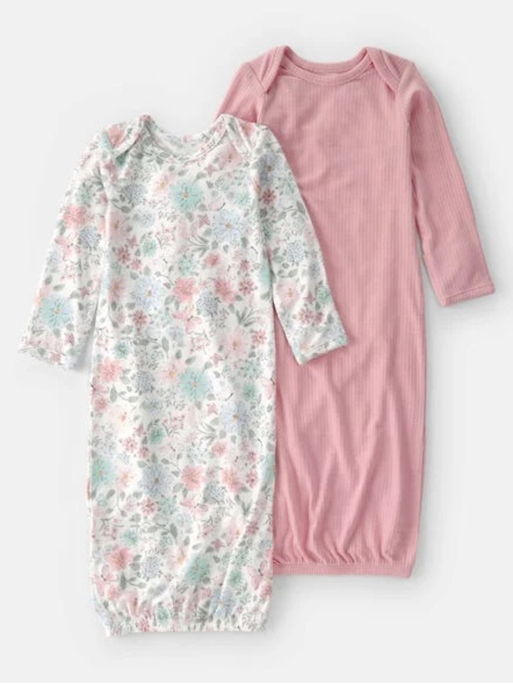 NWOT Carter’s Pink Floral & Solid Pink Baby Sleep Gown Set